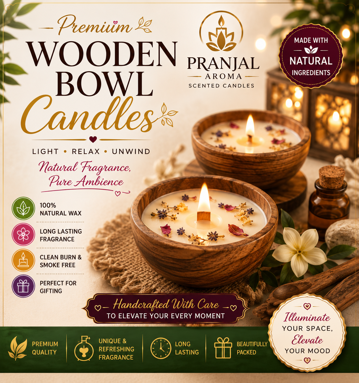 Wooden Bowl Candles